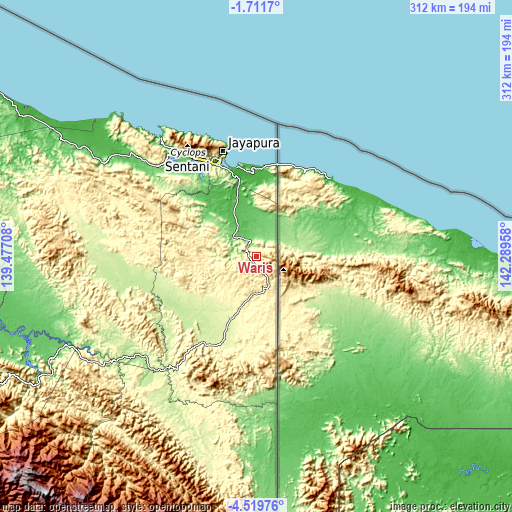 Topographic map of Waris