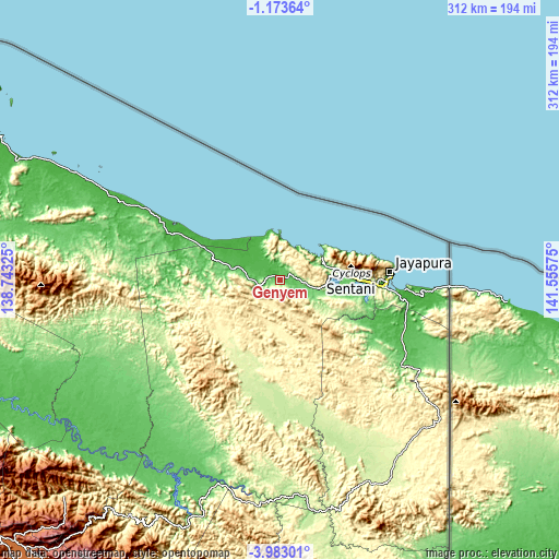 Topographic map of Genyem