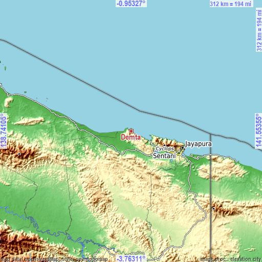 Topographic map of Demta