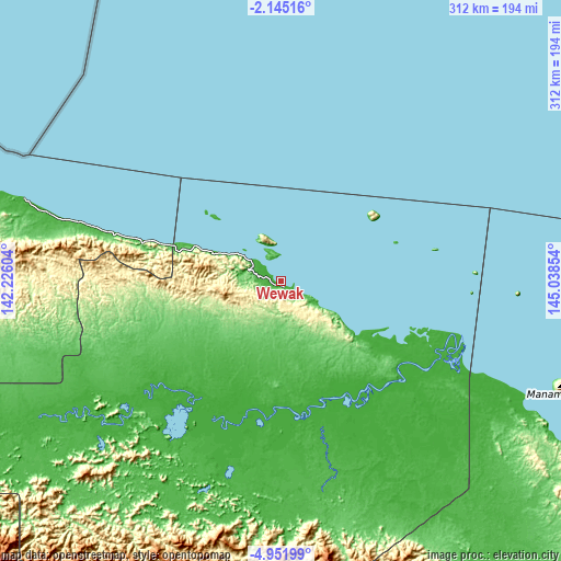 Topographic map of Wewak