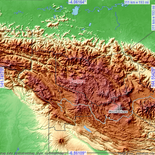 Topographic map of Porgera