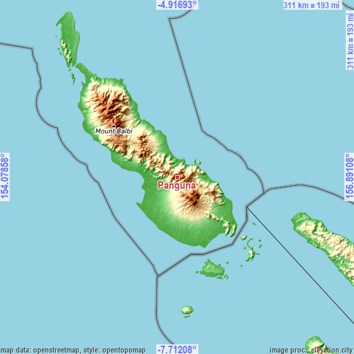 Topographic map of Panguna