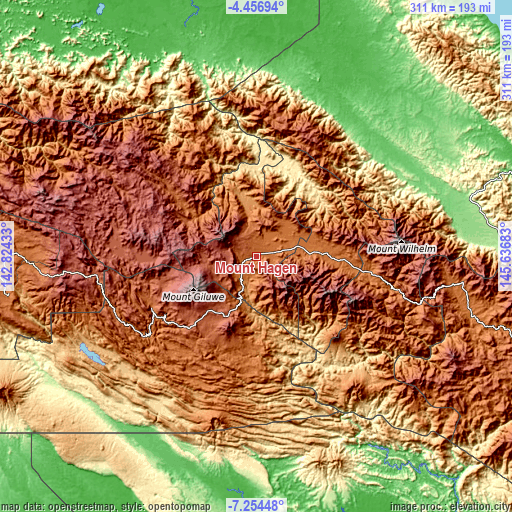 Topographic map of Mount Hagen