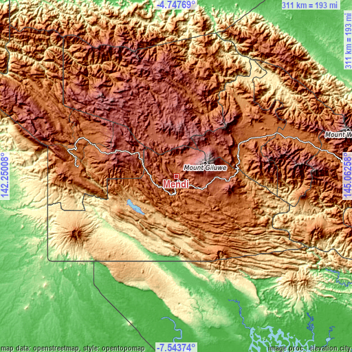Topographic map of Mendi