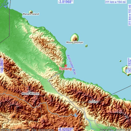 Topographic map of Madang