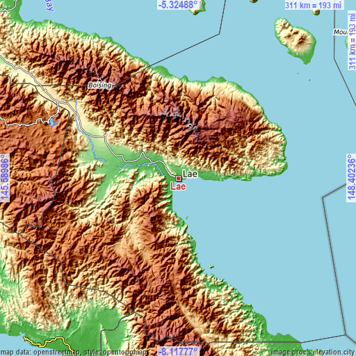 Topographic map of Lae