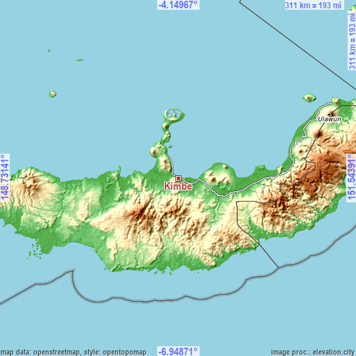 Topographic map of Kimbe