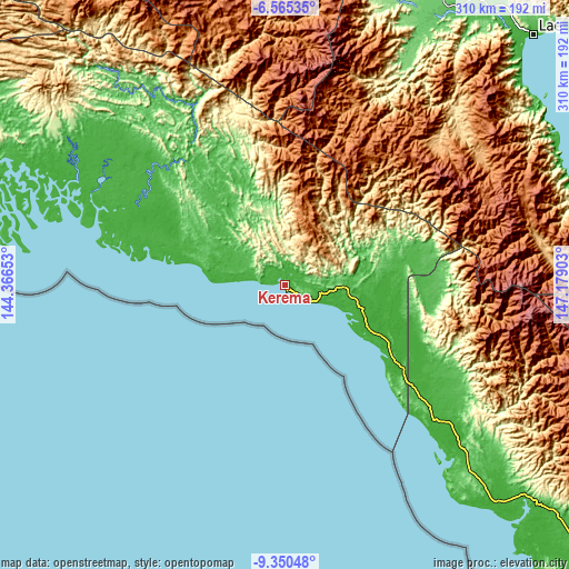 Topographic map of Kerema
