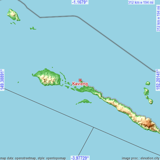 Topographic map of Kavieng