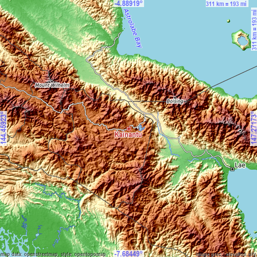 Topographic map of Kainantu