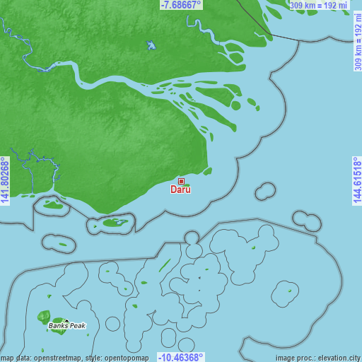 Topographic map of Daru