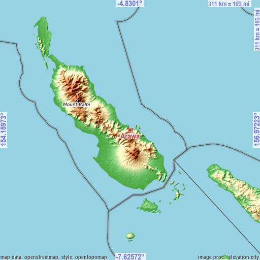 Topographic map of Arawa