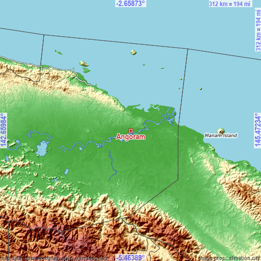 Topographic map of Angoram