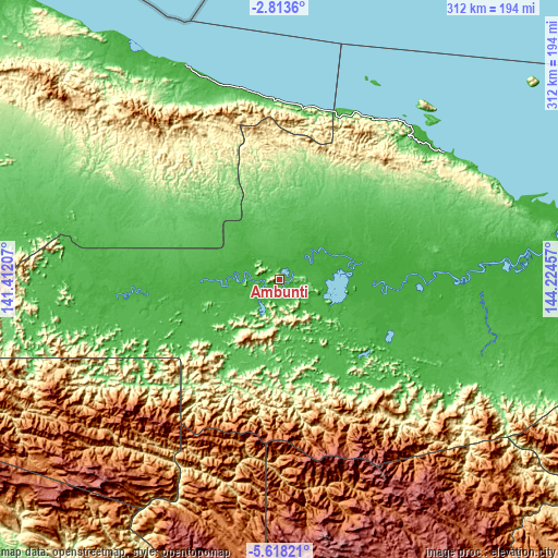 Topographic map of Ambunti