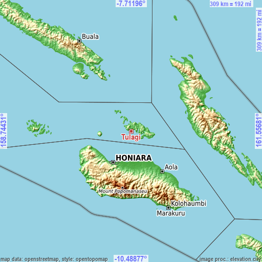 Topographic map of Tulagi