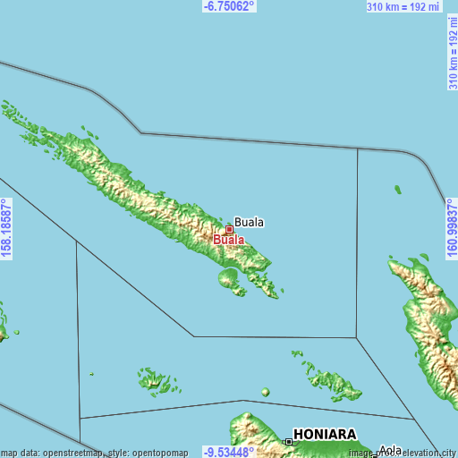 Topographic map of Buala