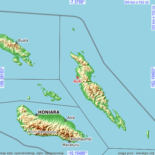 Topographic map of Auki