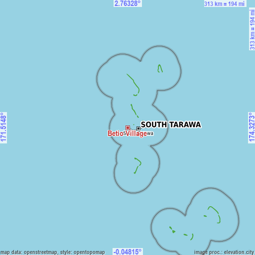 Topographic map of Betio Village