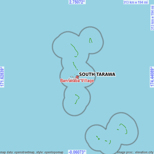 Topographic map of Banraeaba Village