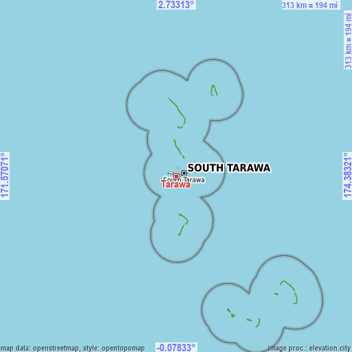 Topographic map of Tarawa
