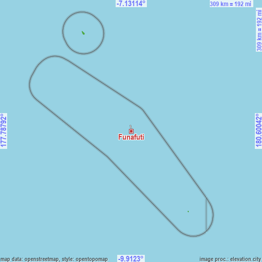 Topographic map of Funafuti