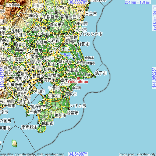 Topographic map of Yōkaichiba