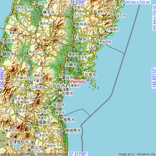 Topographic map of Yamoto