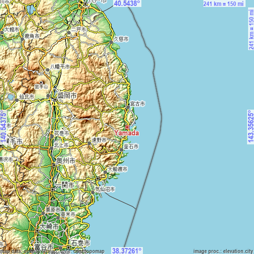 Topographic map of Yamada