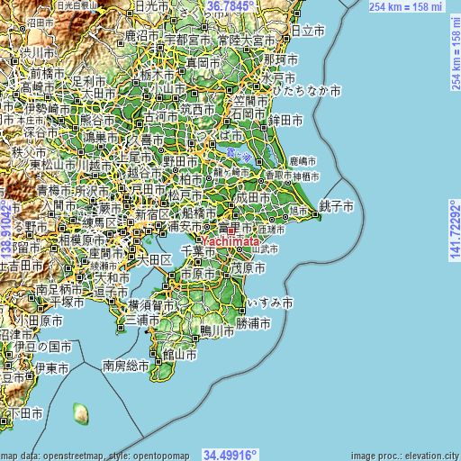 Topographic map of Yachimata