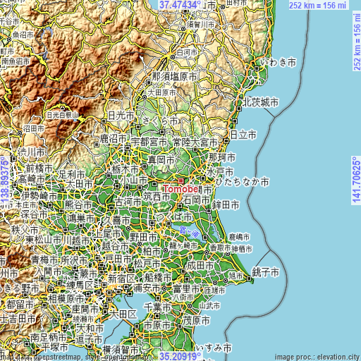 Topographic map of Tomobe