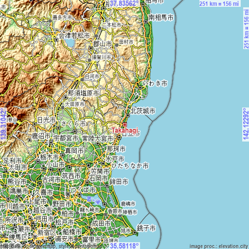 Topographic map of Takahagi