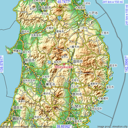 Topographic map of Shizukuishi