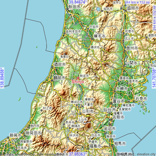 Topographic map of Shinjō