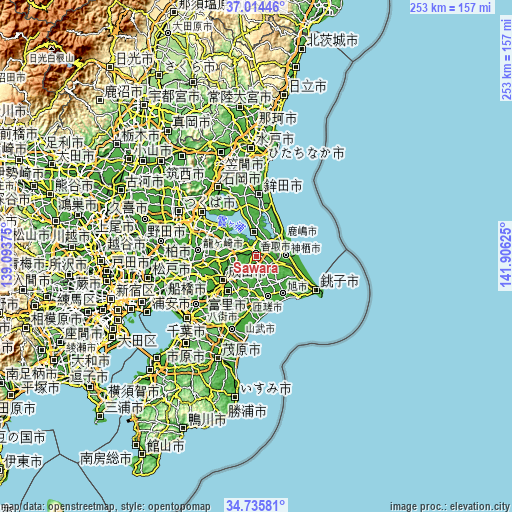 Topographic map of Sawara