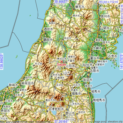 Topographic map of Sagae
