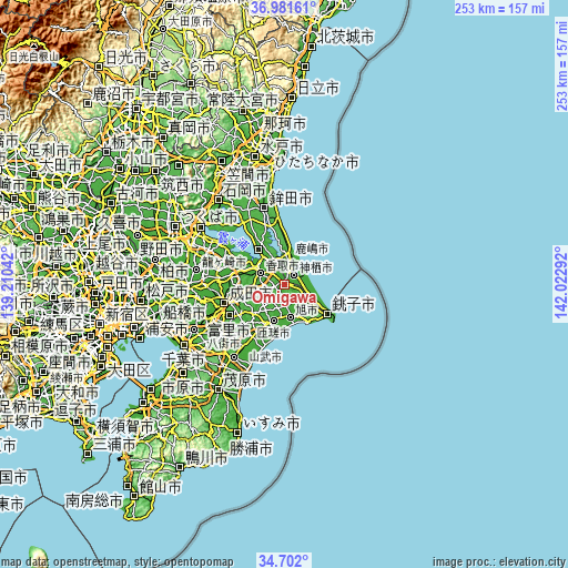 Topographic map of Omigawa