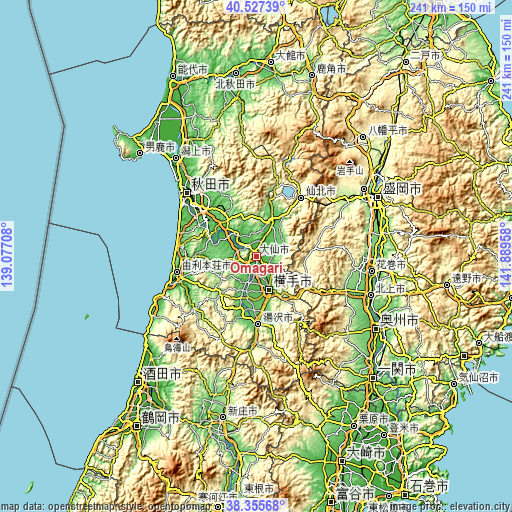Topographic map of Ōmagari