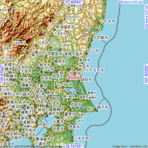 Topographic map of Okunoya