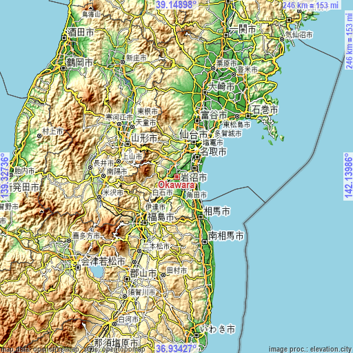 Topographic map of Ōkawara