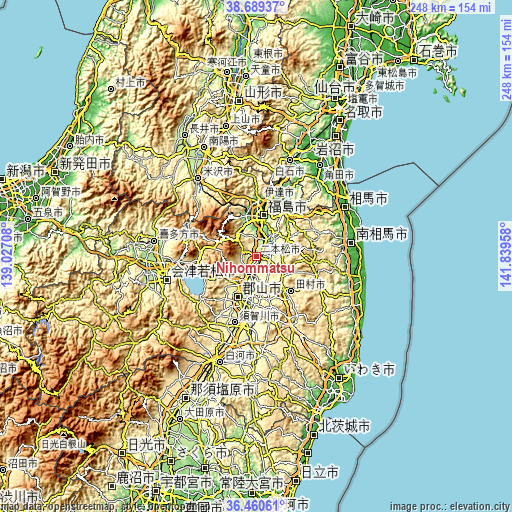Topographic map of Nihommatsu