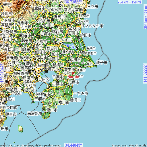 Topographic map of Narutō