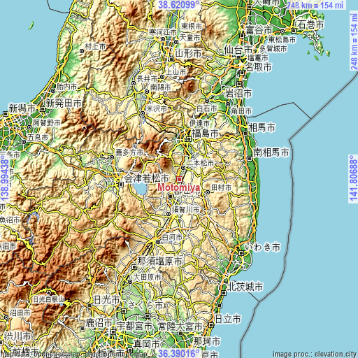 Topographic map of Motomiya