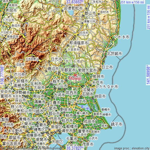 Topographic map of Motegi