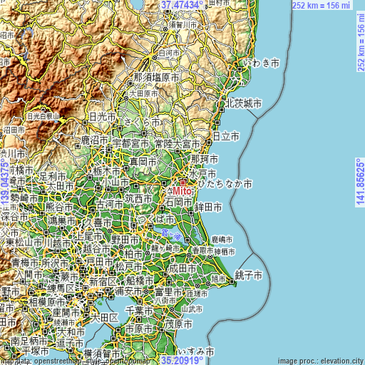 Topographic map of Mito