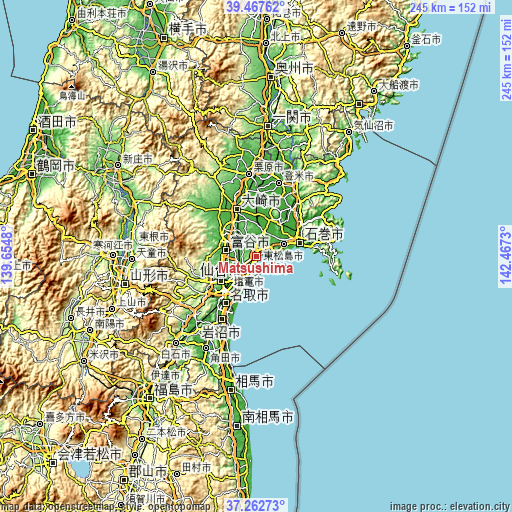 Topographic map of Matsushima