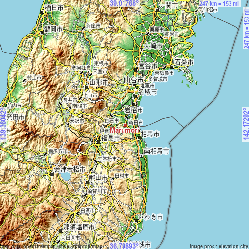 Topographic map of Marumori