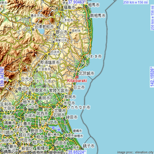 Topographic map of Kitaibaraki