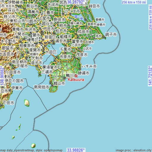 Topographic map of Katsuura