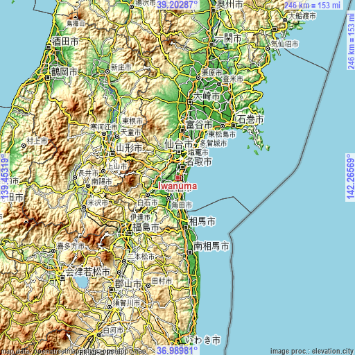 Topographic map of Iwanuma
