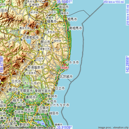 Topographic map of Iwaki